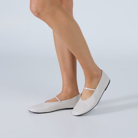 Tony Bianco Martinez Flat in White Nappa leather ballet slipper - Main Image